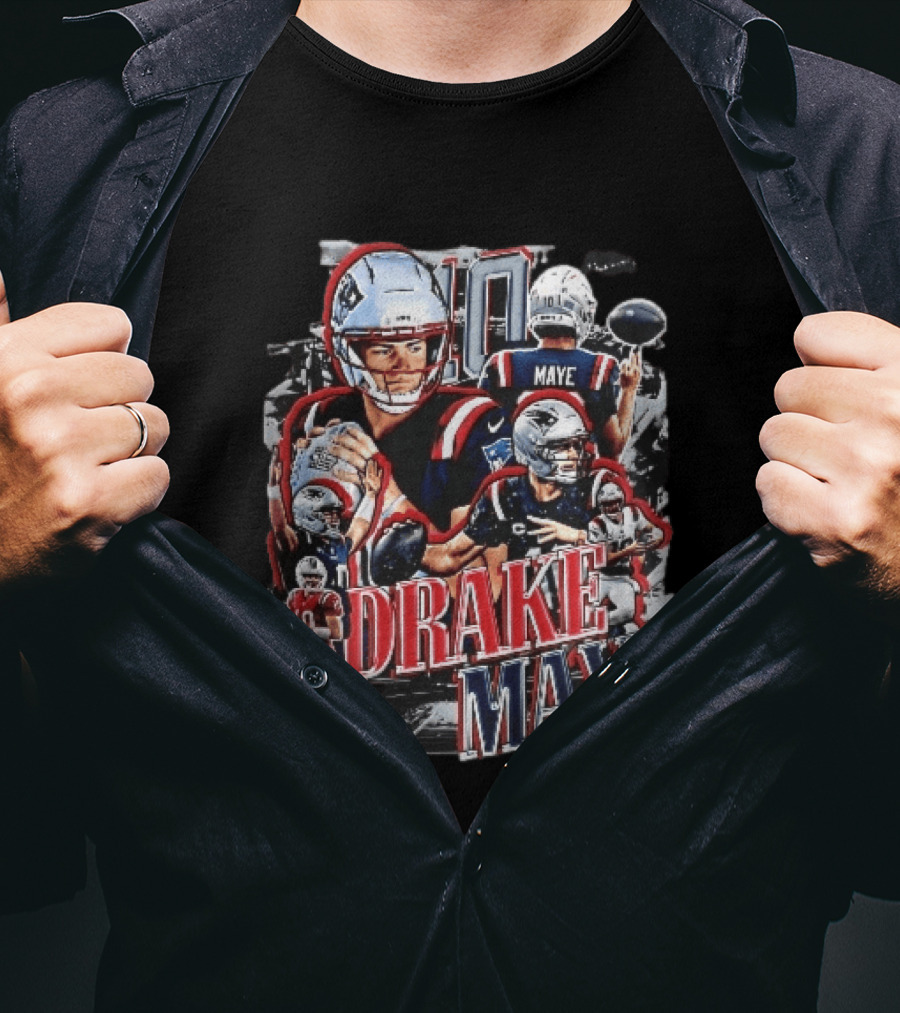 Drake Maye New England Patriots Player Football Action Collage T-Shirt