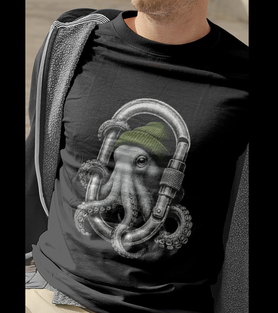 Octopus With Beanie Inside Carabiner T-Shirt