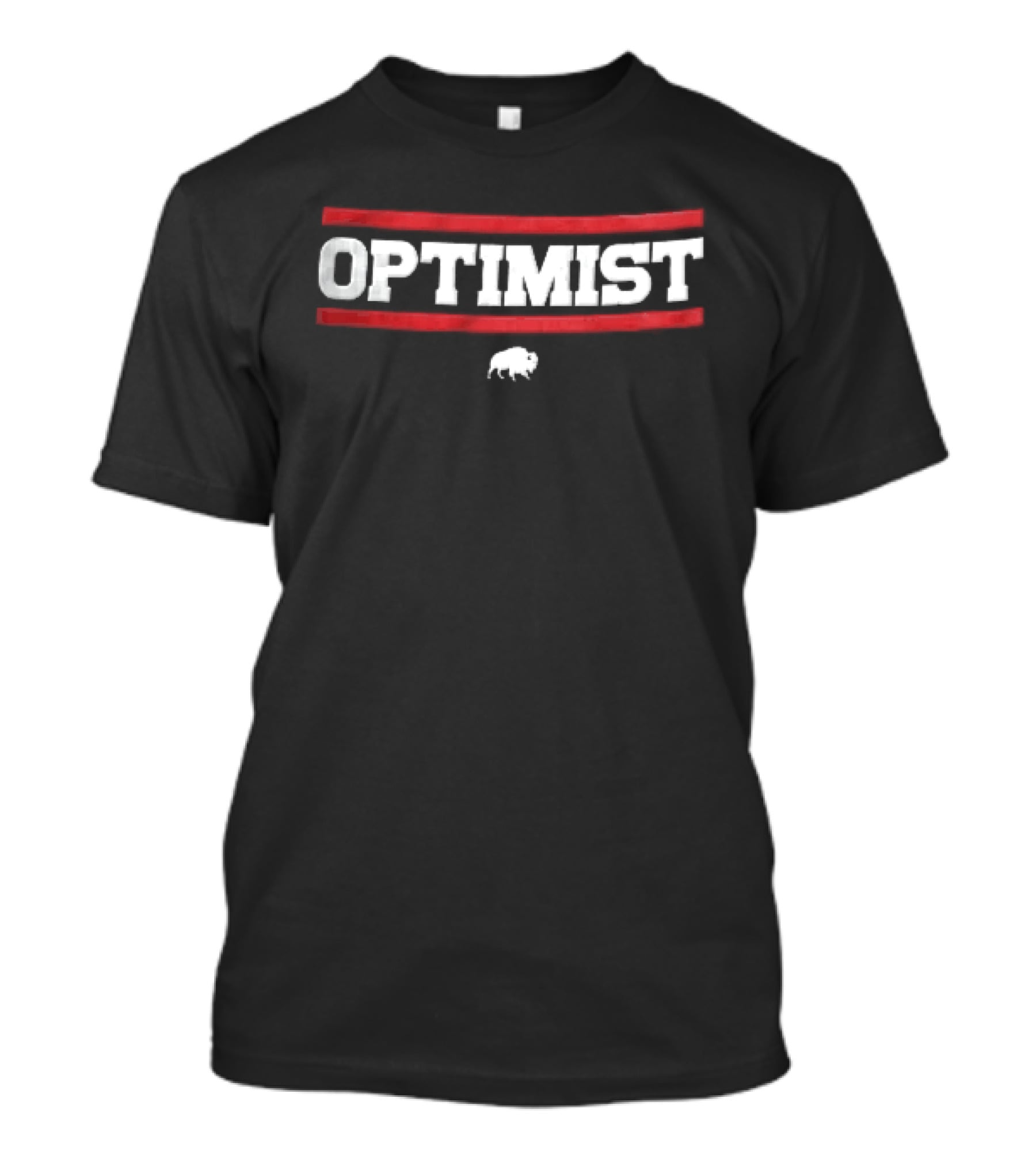 Optimist Bison Bold Red Lines White T-Shirt