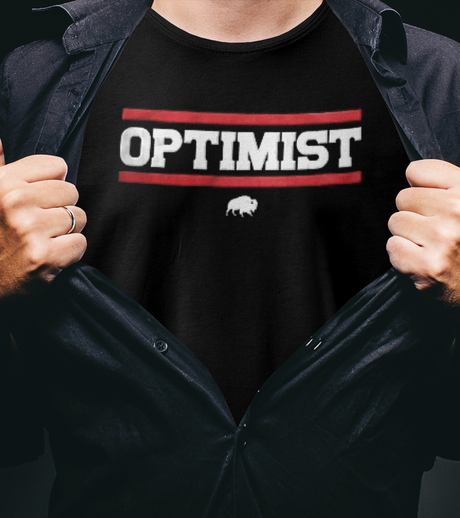 Optimist Bison Bold Red Lines White T-Shirt