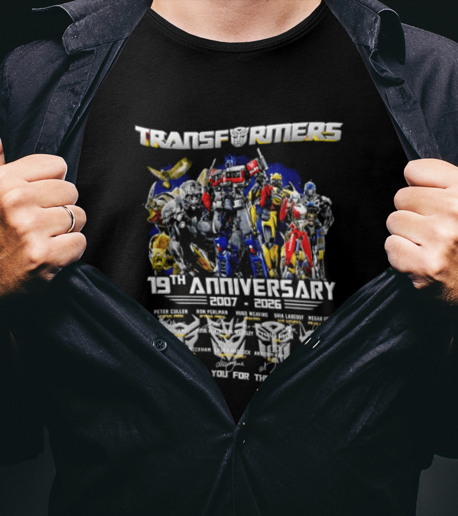 Transformers 19th Anniversary 2007 2026 Thank You For The Memories Featuring Optimus Prime Bumblebee Autobots T-Shirt