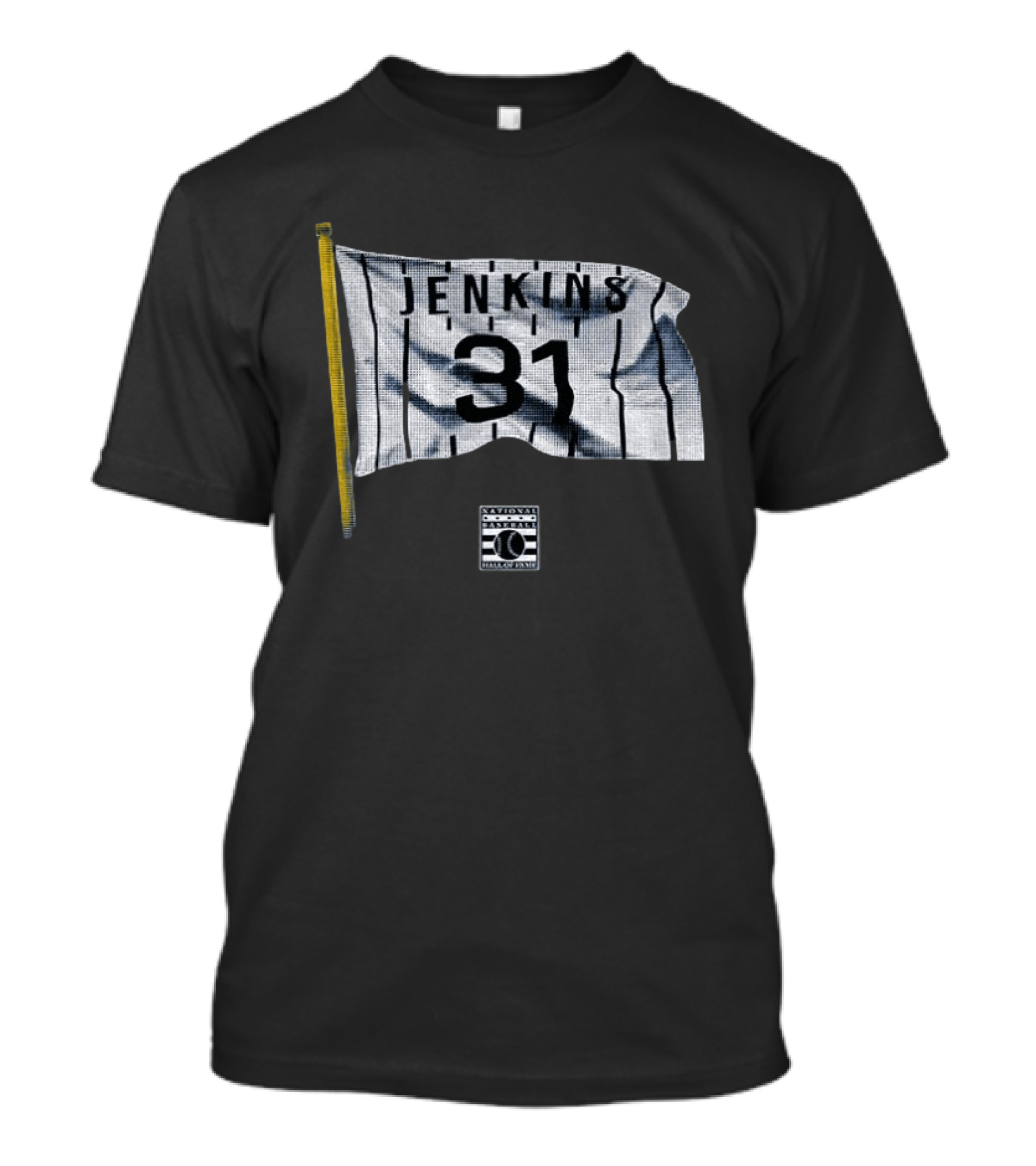 Wrigley Field Jenkins 31 Flag National Baseball Hall Of Fame T-Shirt