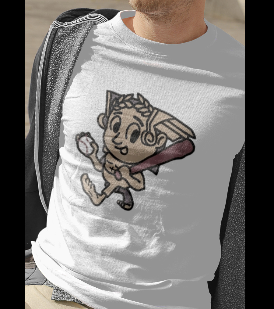 Baseball Player Running With Bat In Hand Cartoon T-Shirt