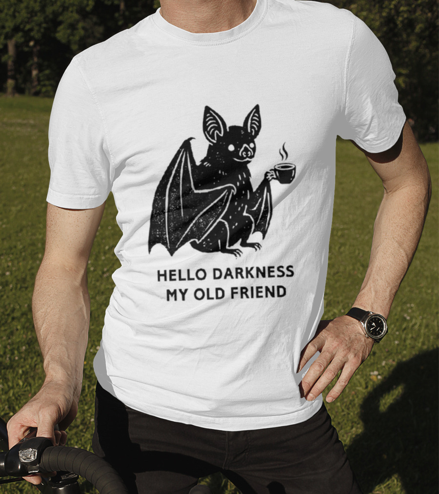 Bat With Coffee Hello Darkness My Old Friend T-Shirt
