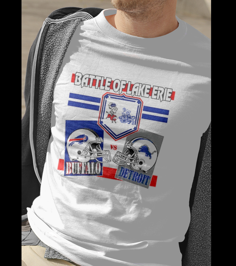 Battle Of Lake Erie Buffalo And Detroit Football Helmets T-Shirt