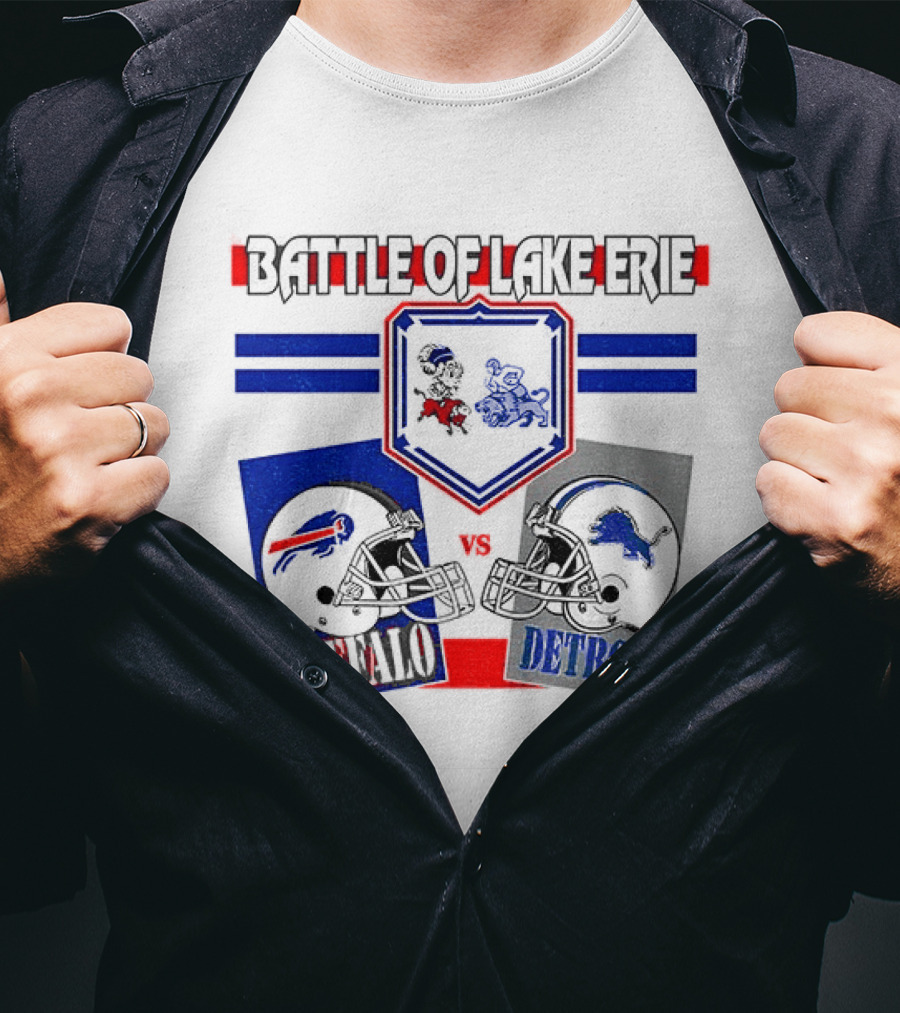 Battle Of Lake Erie Buffalo And Detroit Football Helmets T-Shirt