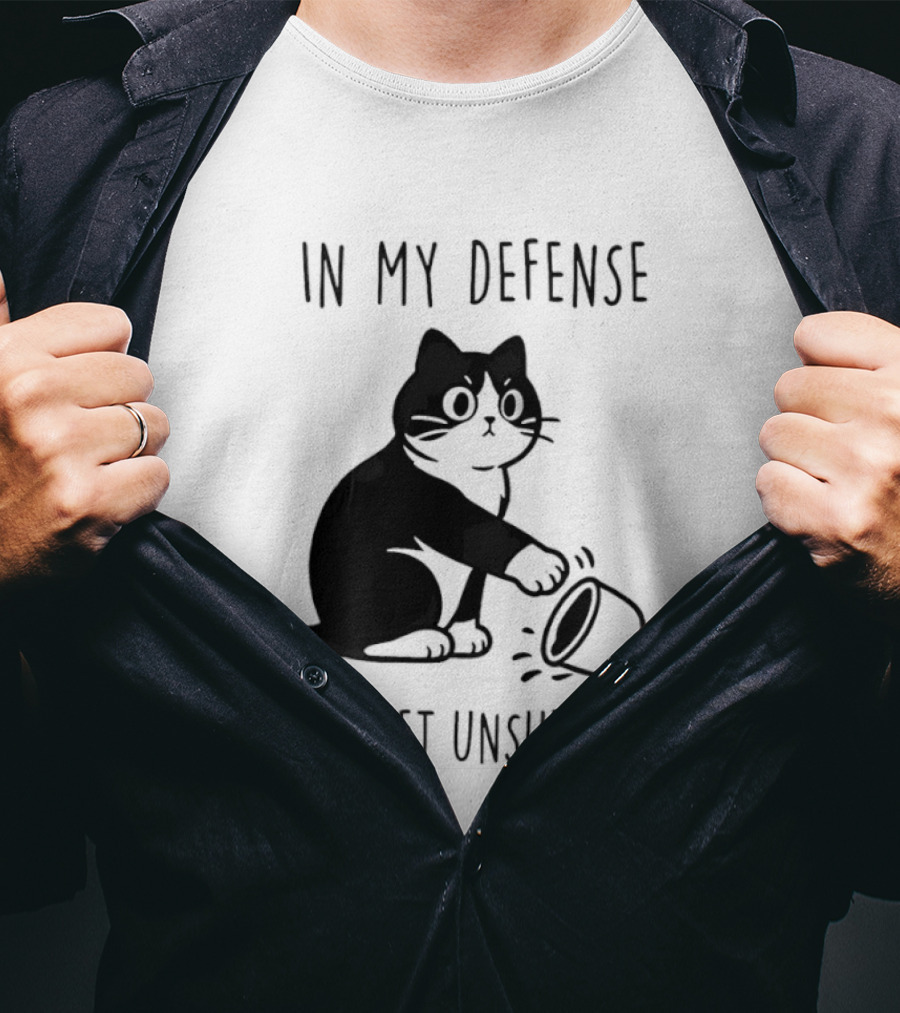 In My Defense I Was Left Unsupervised Cat With T-Shirt