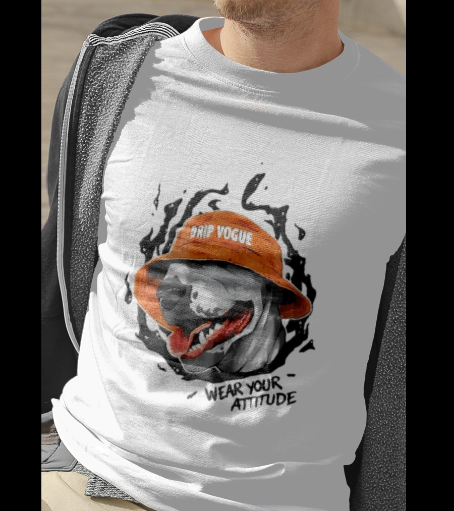 Drip Vogue Wear Your Attitude Dog Bucket Hat Trendy T-Shirt
