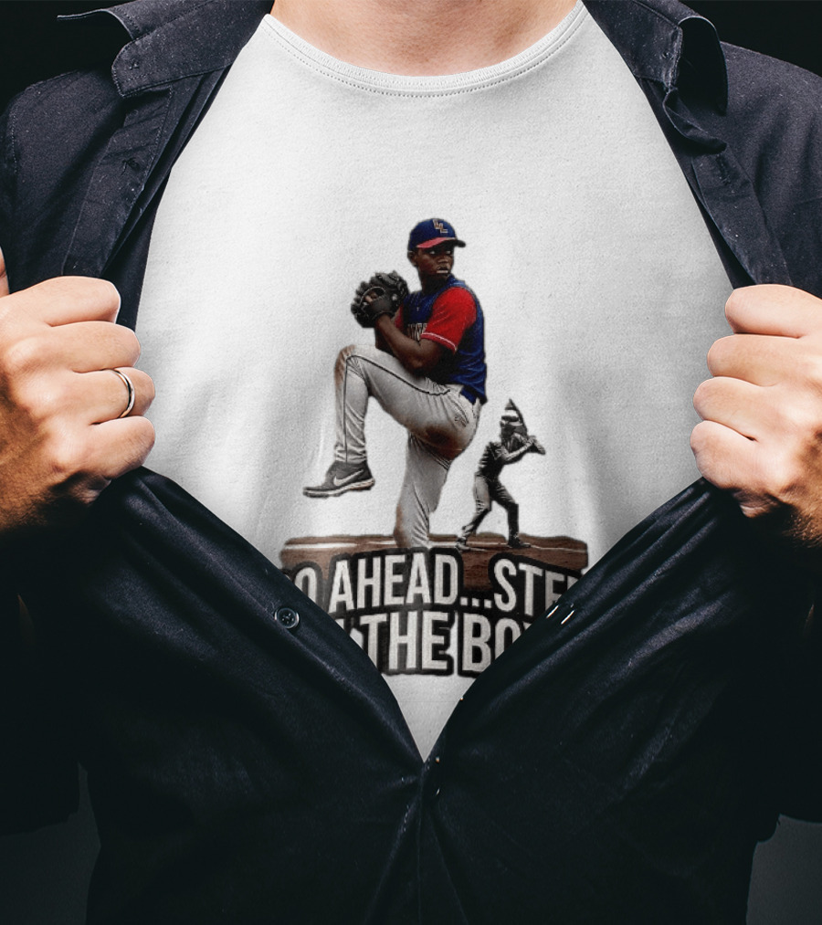 Go Ahead Step In The Box Baseball Pitcher And Batter Challenge T-Shirt