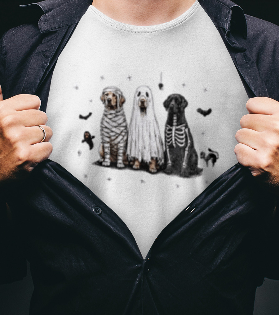 Labrador Retriever Mummy Ghost Skeleton Halloween Costume Dogs T-Shirt