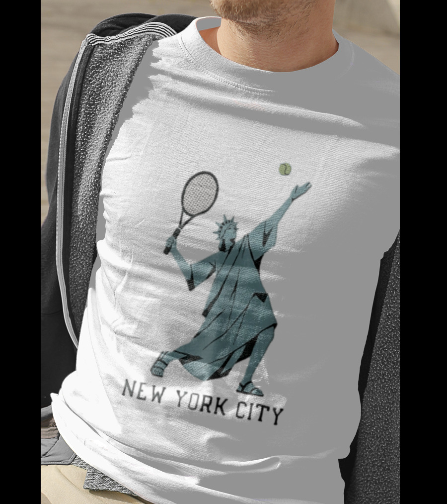 New York City Statue Of Liberty Playing Tennis T-Shirt