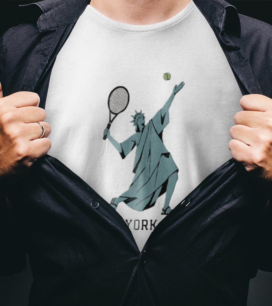 New York City Statue Of Liberty Playing Tennis T-Shirt