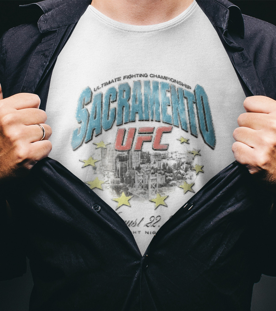 Sacramento UFC Fight Night August 22 2026 City Skyline Stars T-Shirt