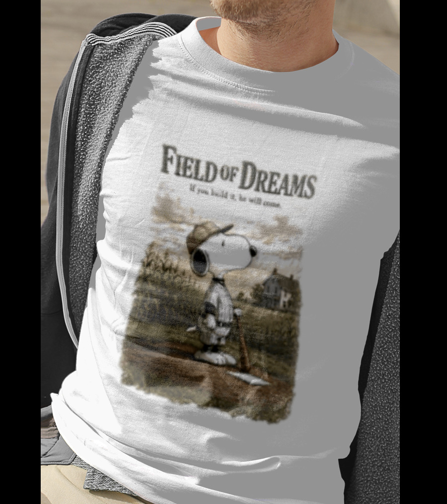 Snoopy Field Of Dreams If You Build It He Will Come Baseball Scene T-Shirt