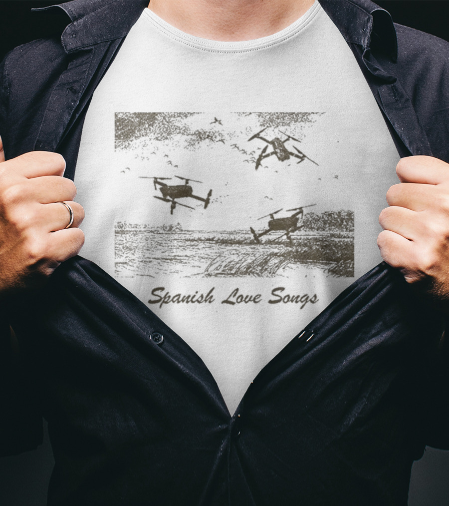 Spanish Love Songs Drone Scenic Landscape With Flying Drones T-Shirt