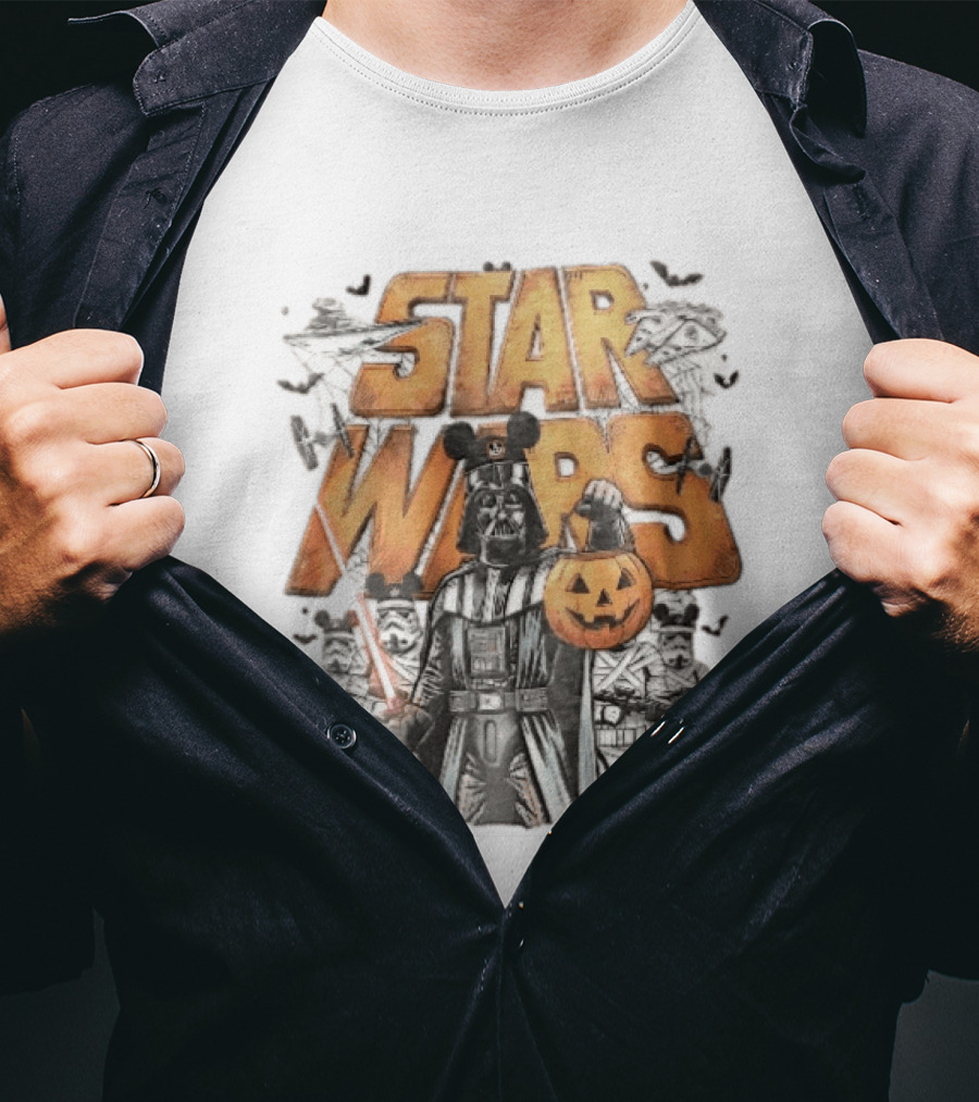 Star Wars Darth Vader Mickey Ears Stormtroopers Halloween Pumpkin T-Shirt