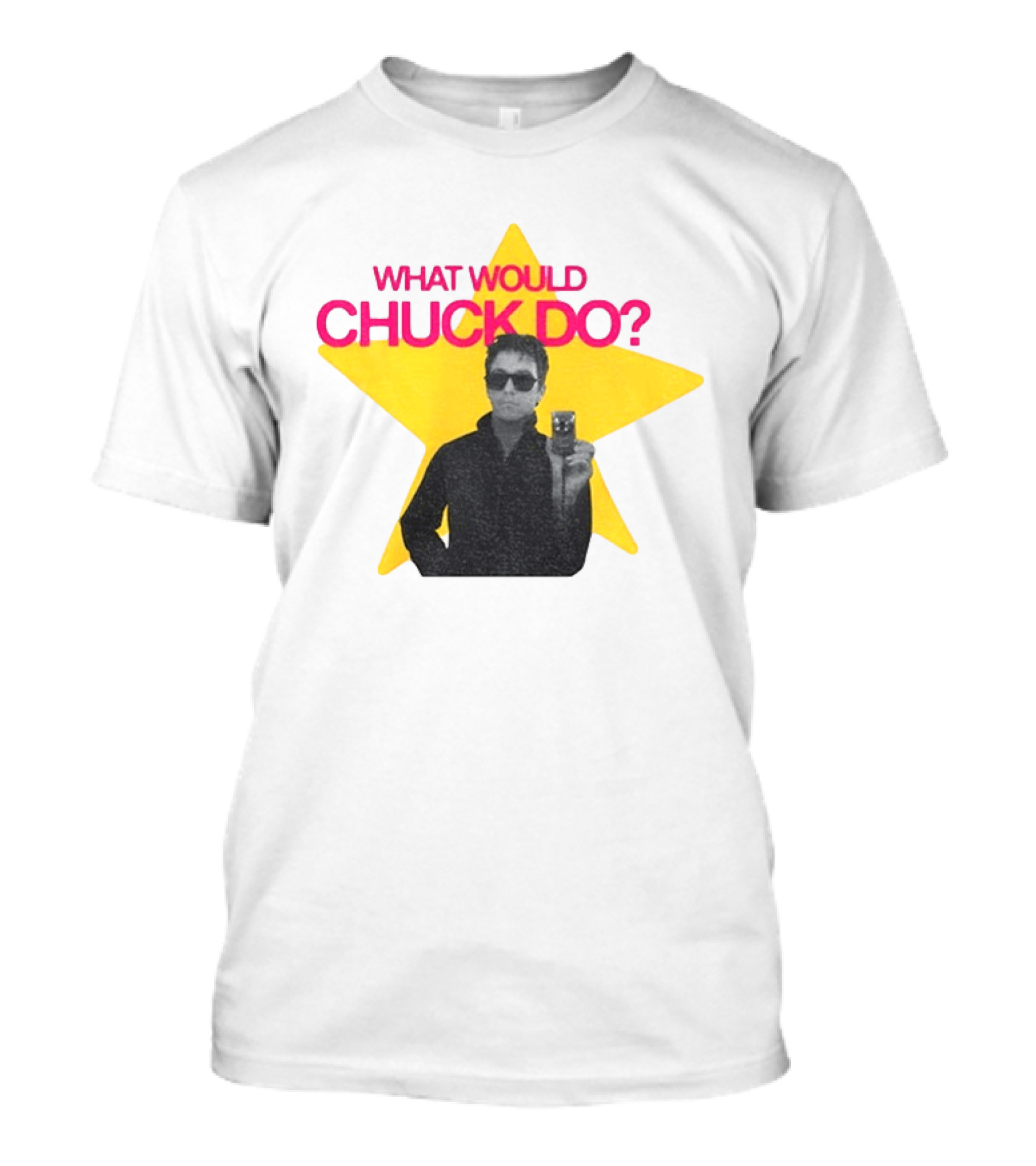 Chuck Timely And The Hourglass 90s Baby What Would Chuck Do Starburst T-Shirt