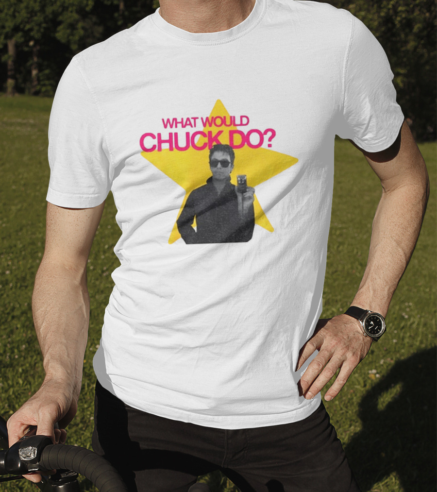 Chuck Timely And The Hourglass 90s Baby What Would Chuck Do Starburst T-Shirt