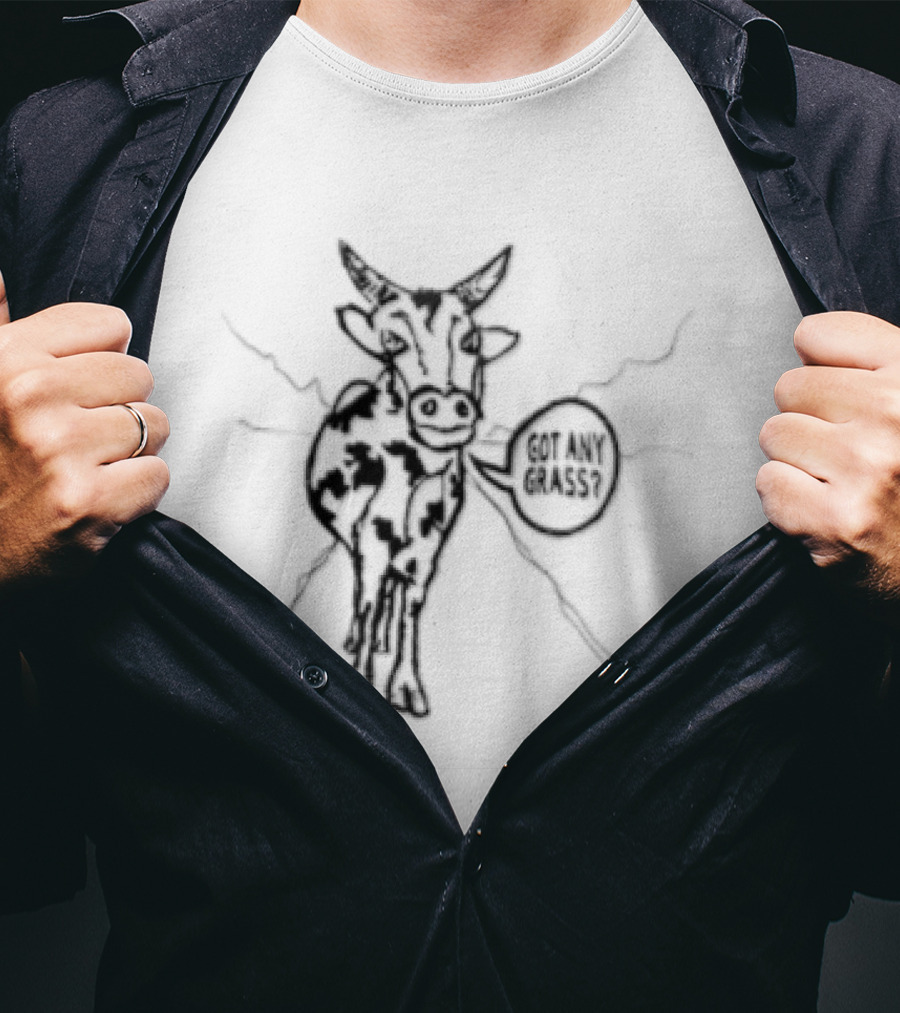 Cow Speaks Sarcasm Meme Black And White Sketch T-Shirt