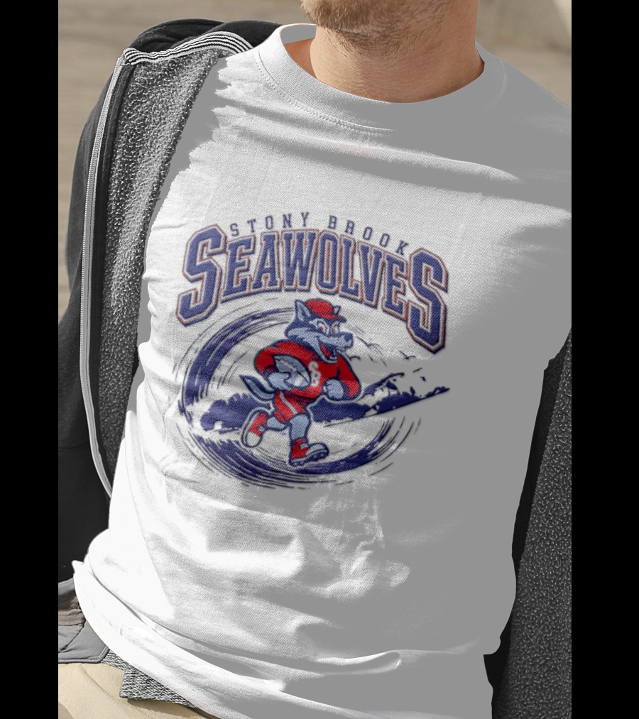 Stony Brook Seawolves Mascot Football Sportswear T-Shirt