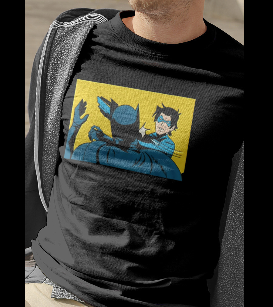 Nightwing Slapping Batman Meme Comic Panel Yellow T-Shirt