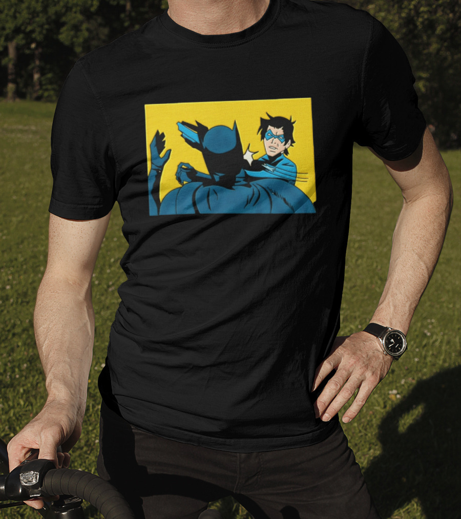 Nightwing Slapping Batman Meme Comic Panel Yellow T-Shirt