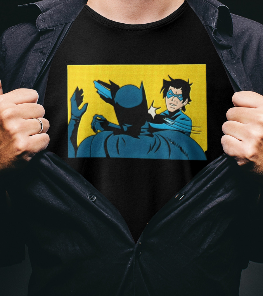 Nightwing Slapping Batman Meme Comic Panel Yellow T-Shirt