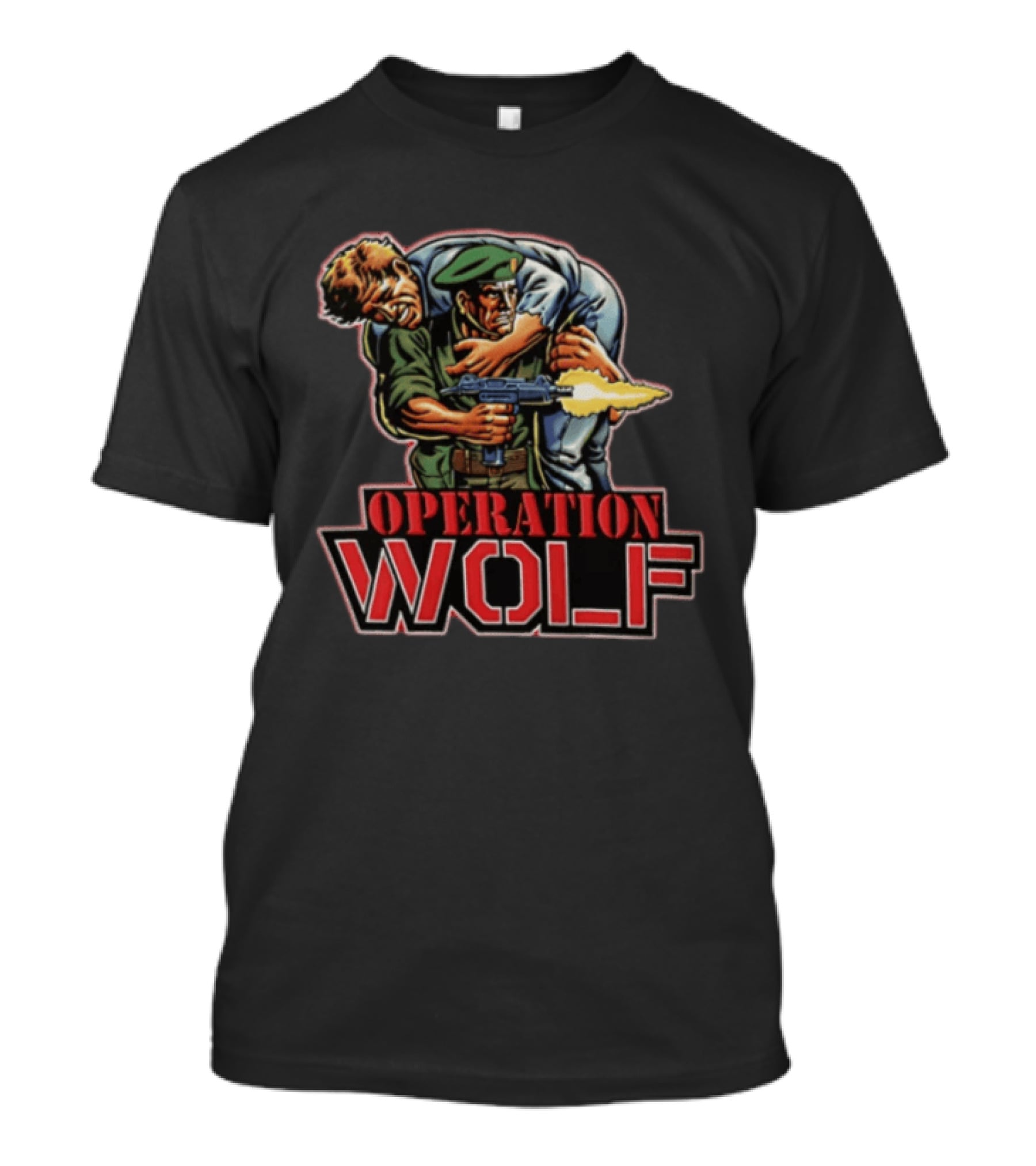 Operation Wolf Arcade Game Cover Art Soldier Carrying Comrade T-Shirt