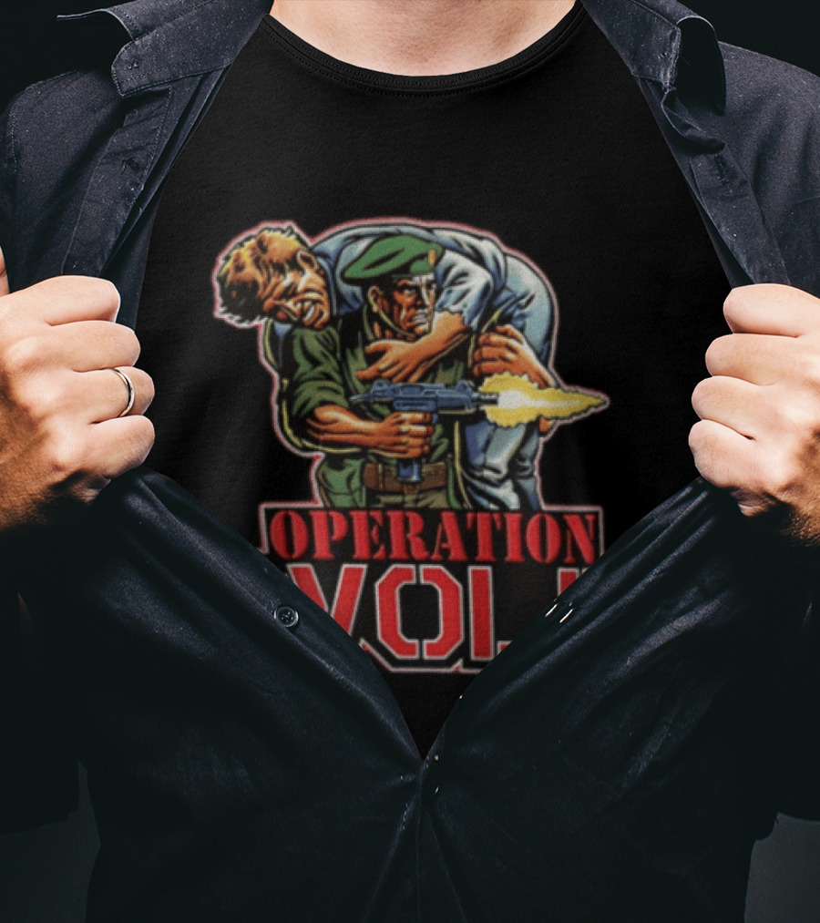 Operation Wolf Arcade Game Cover Art Soldier Carrying Comrade T-Shirt