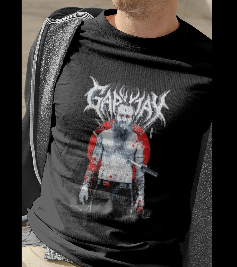 Gapjax Bloody Man Katana Sword Barbed Wire T-Shirt