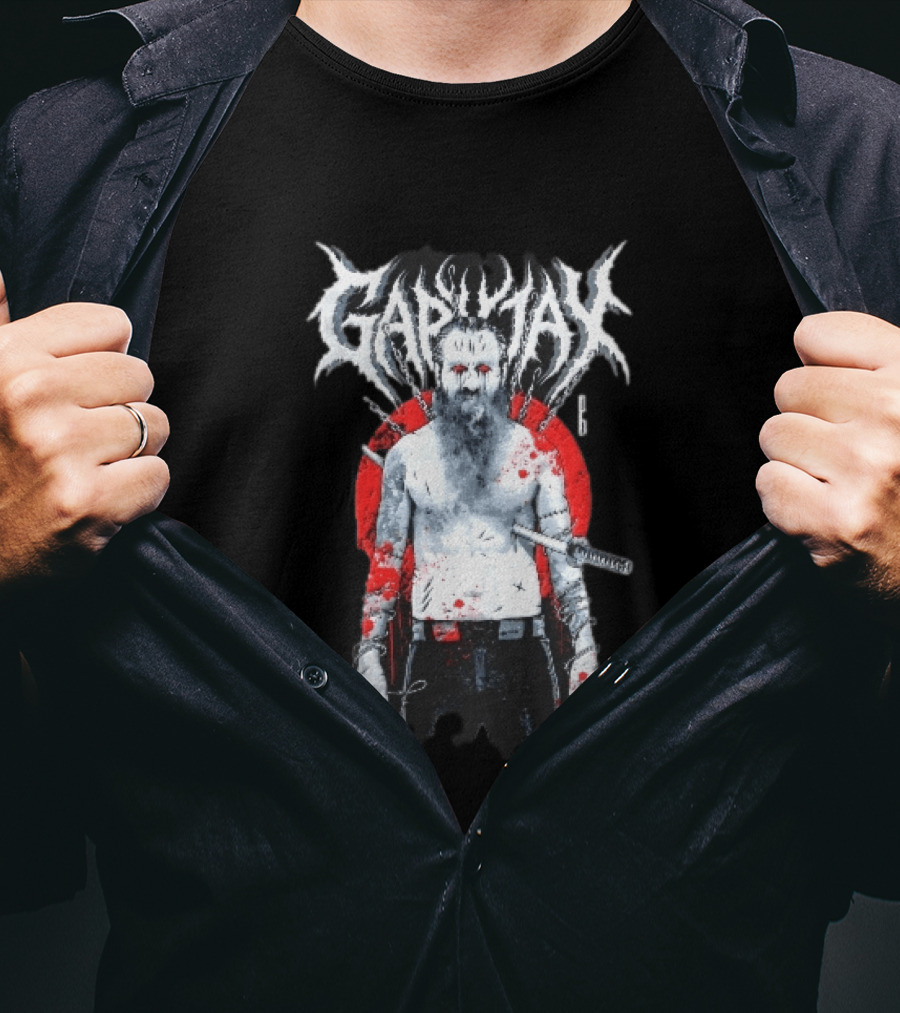 Gapjax Bloody Man Katana Sword Barbed Wire T-Shirt