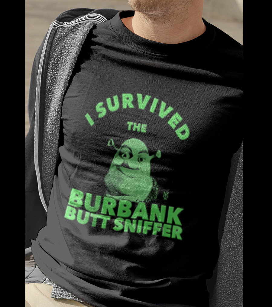 Shrek I Survived The Burbank Butt Sniffer Green Character Mashup T-Shirt