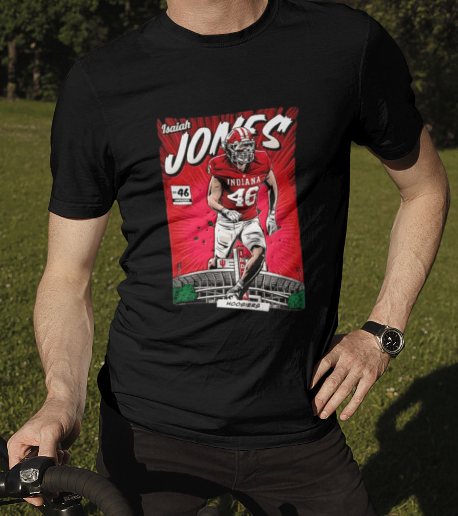 Indiana Hoosiers #46 Isaiah Jones Comic Stadium Edition T-Shirt
