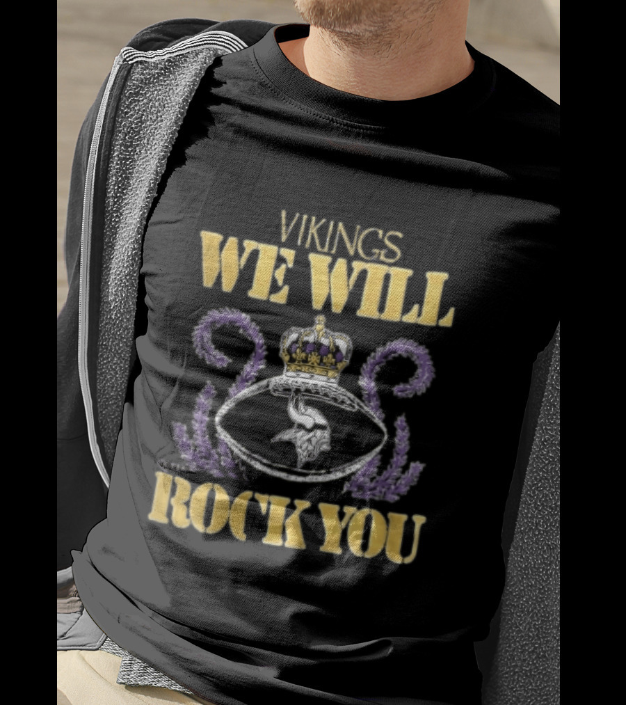 Vikings We Will Rock You Crown Football Laurel T-Shirt