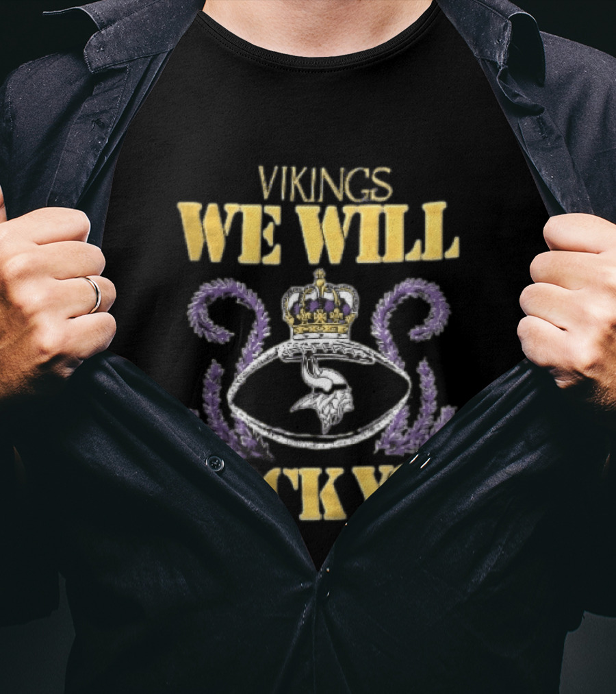 Vikings We Will Rock You Crown Football Laurel T-Shirt