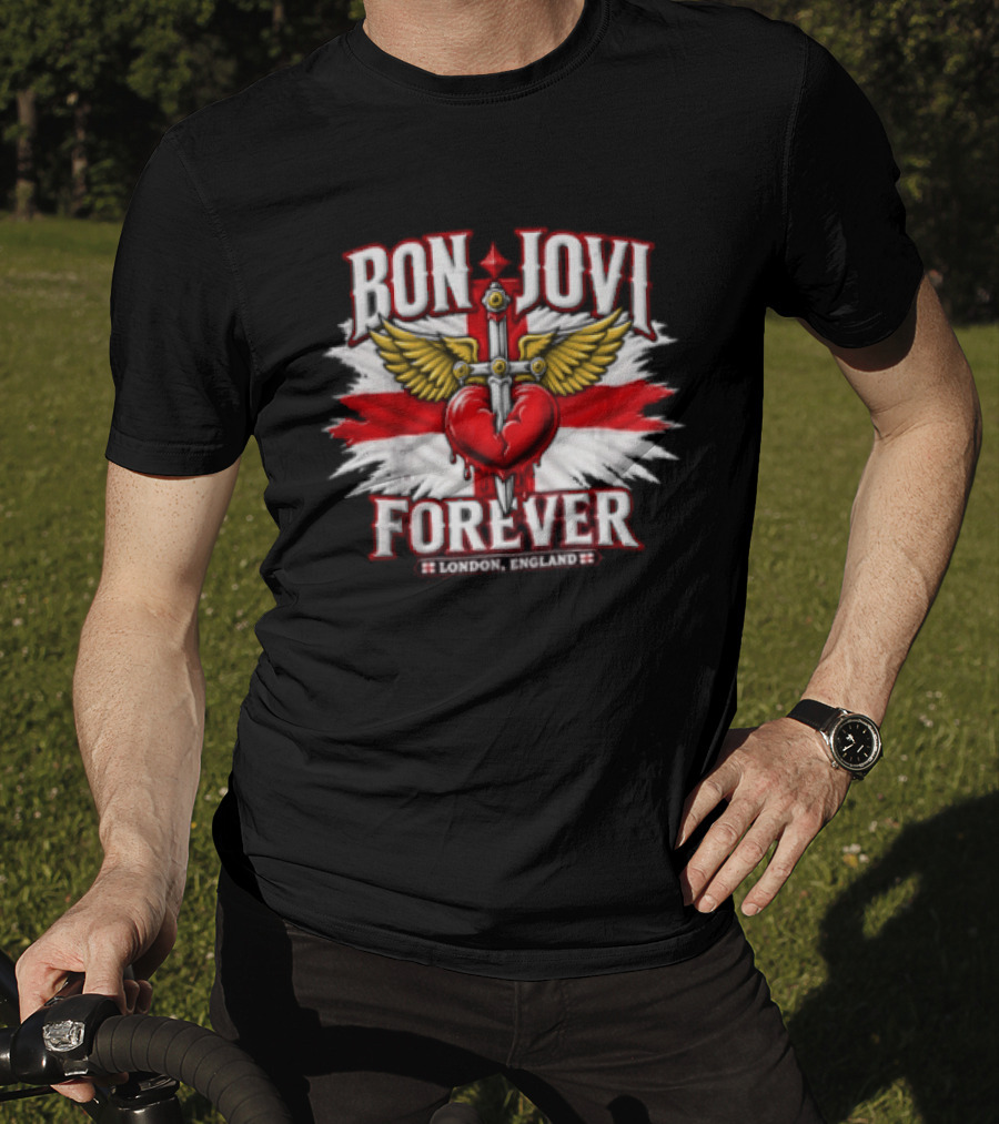 Bon Jovi Forever London England Wings And Sword T-Shirt