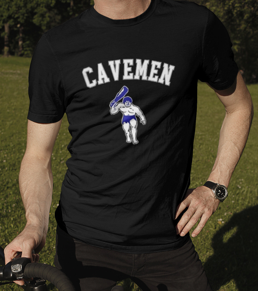 Cavemen Muscular Prehistoric Man Holding Wooden Club T-Shirt