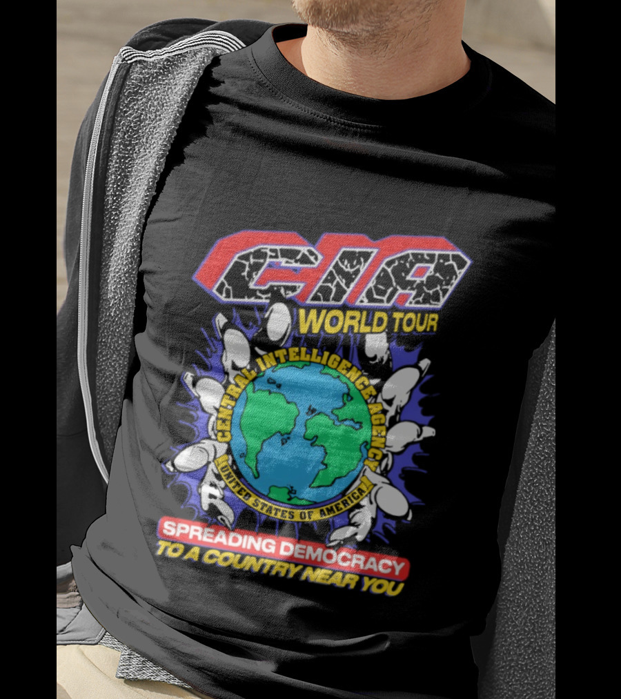 CIA World Tour Spreading Democracy To A Country Near You Earth Map T-Shirt