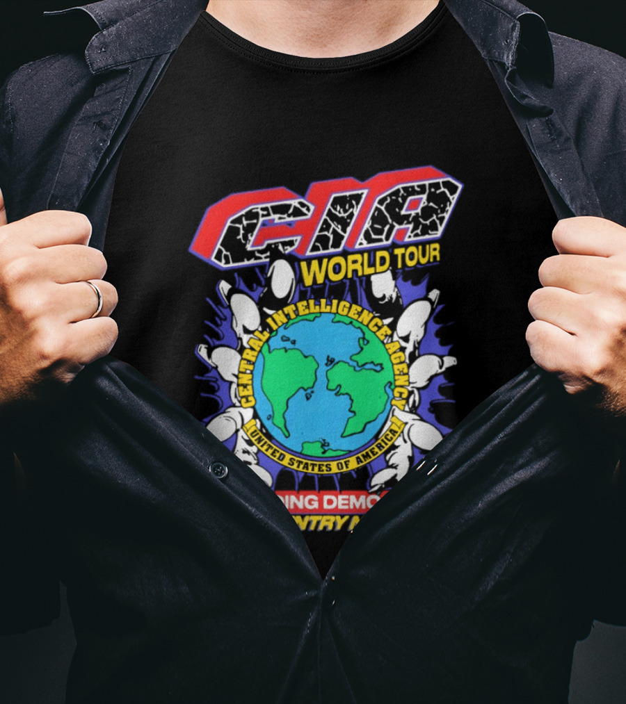CIA World Tour Spreading Democracy To A Country Near You Earth Map T-Shirt