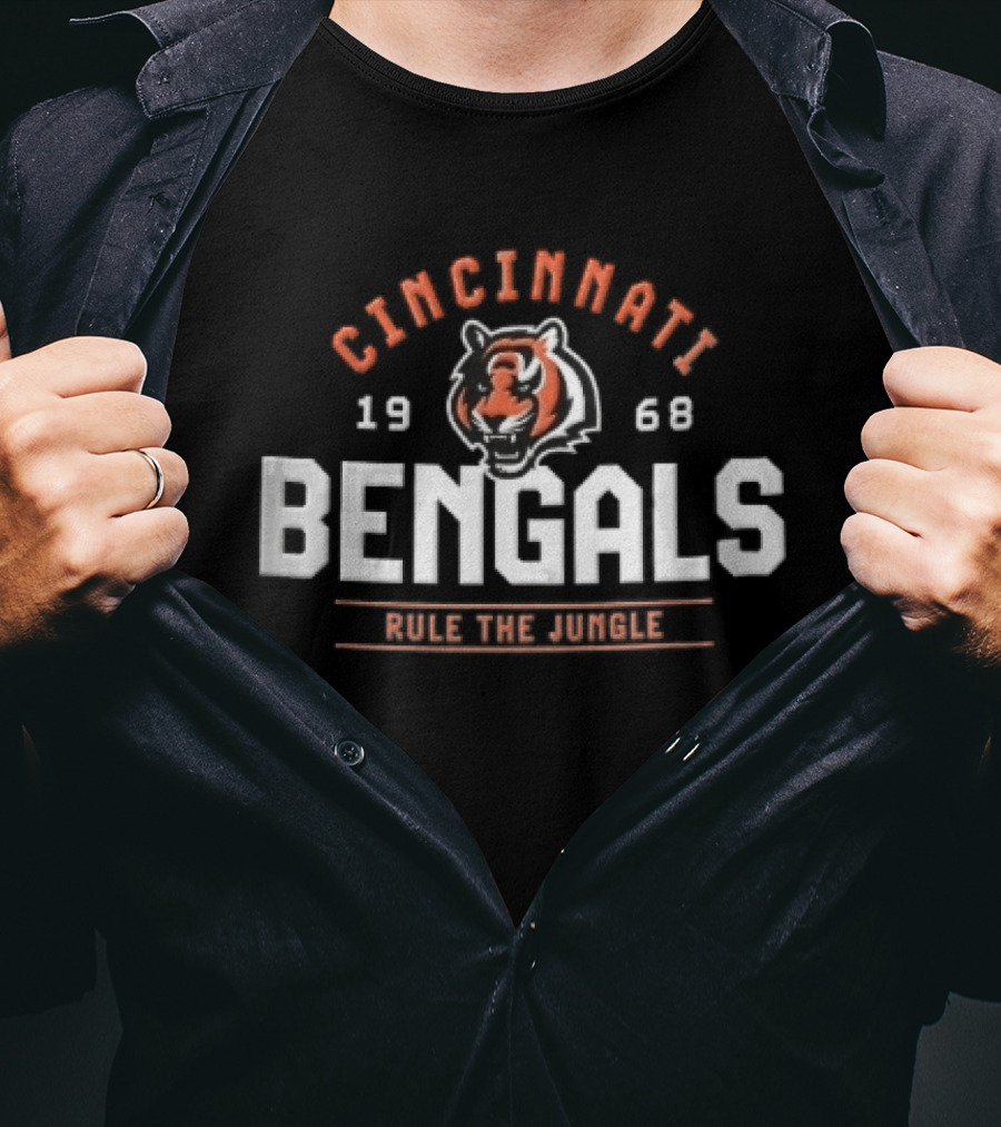 Cincinnati Bengals 1968 Rule The Jungle Tiger Head T-Shirt