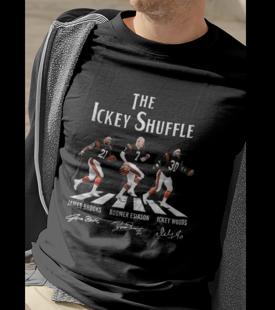 Cincinnati Bengals The Ickey Shuffle James Brooks Boomer Esiason Woods Players Signatures T-Shirt