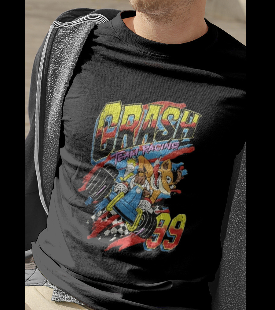 Crash Team Racing 99 Cartoon Bandicoot Go Kart Distressed T-Shirt