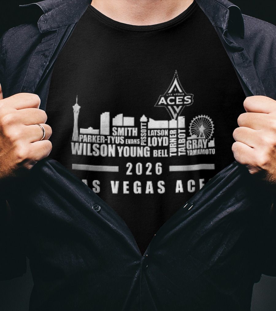 Las Vegas Aces WNBA 2026 City Skyline High Roller T-Shirt
