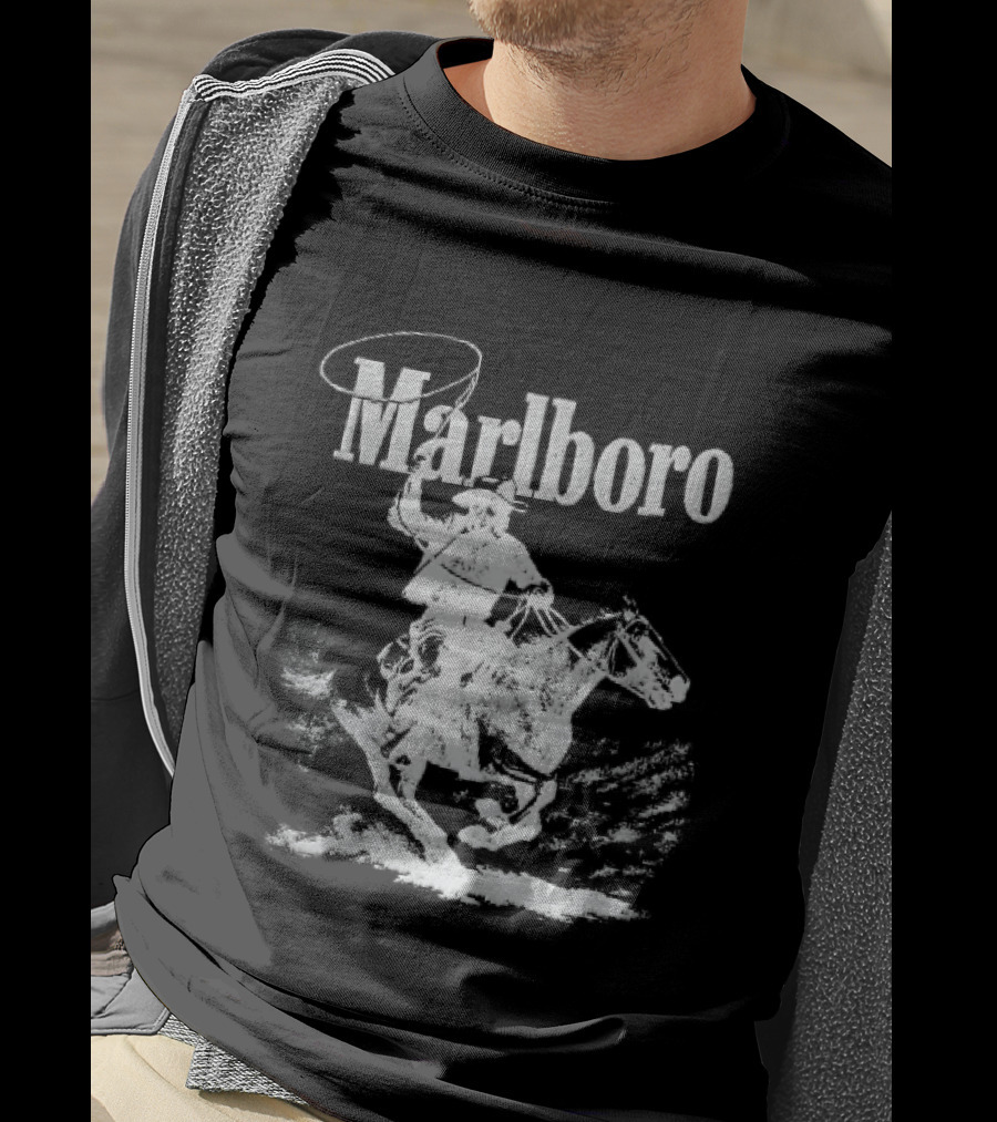 Marlboro Cowboy Riding Horse Spinning Lasso T-Shirt