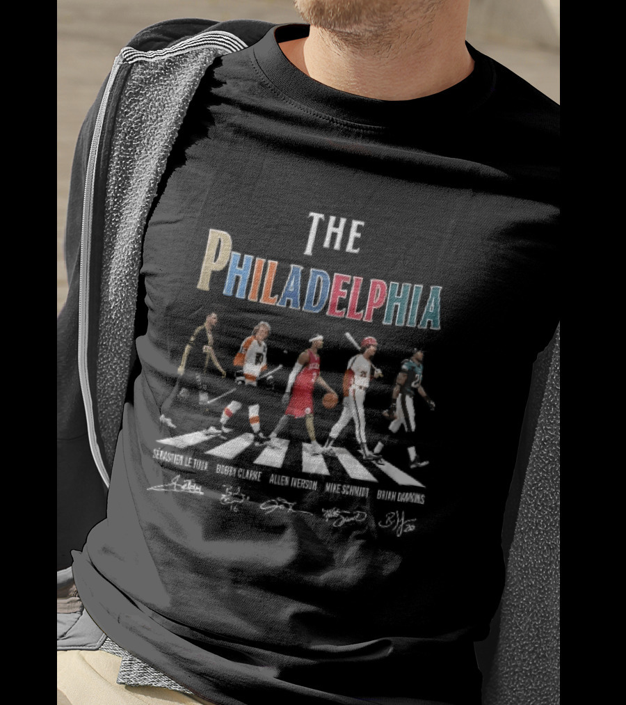 The Philadelphia Athletes Le Toux Clarke Allen Schmidt McNabb Crosswalk Signatures T-Shirt