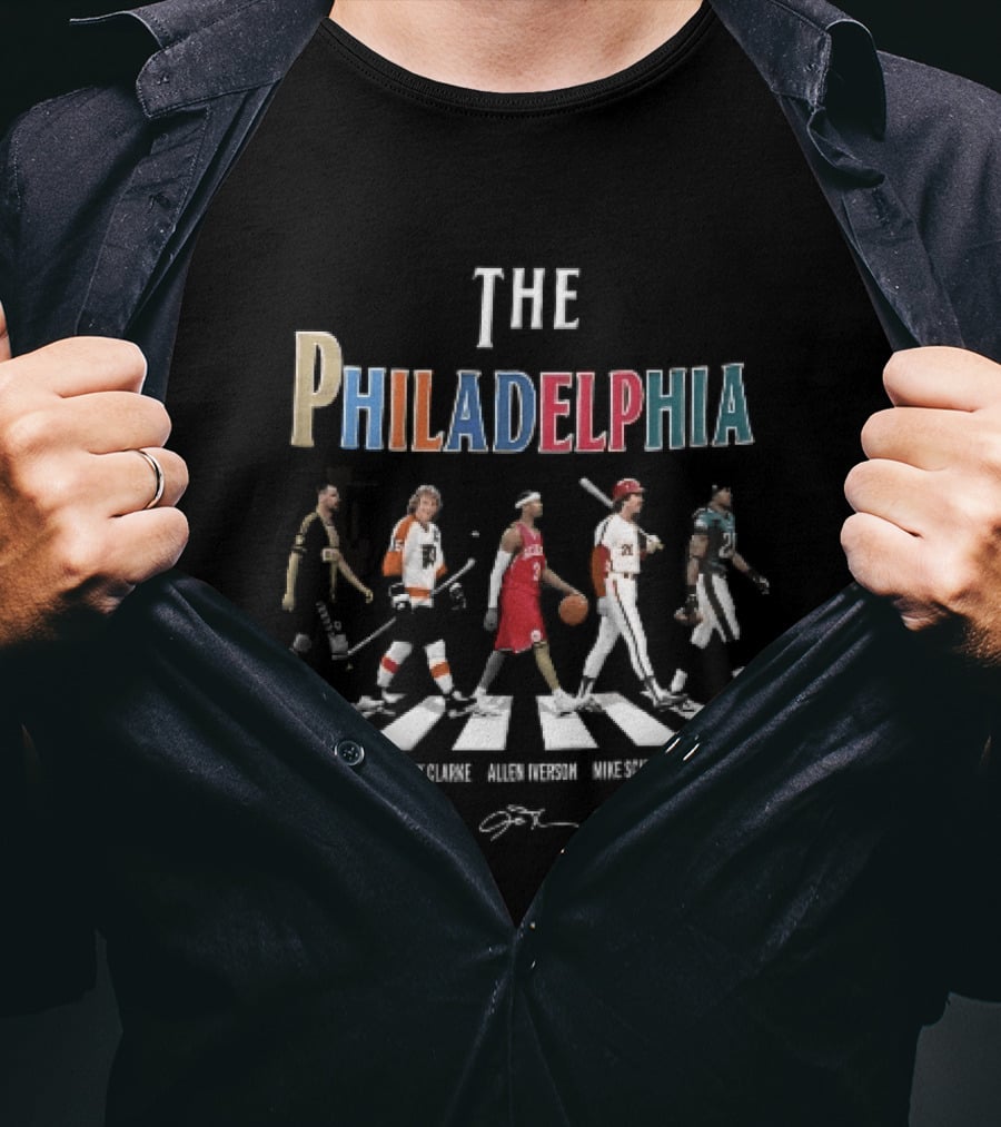 The Philadelphia Athletes Le Toux Clarke Allen Schmidt McNabb Crosswalk Signatures T-Shirt