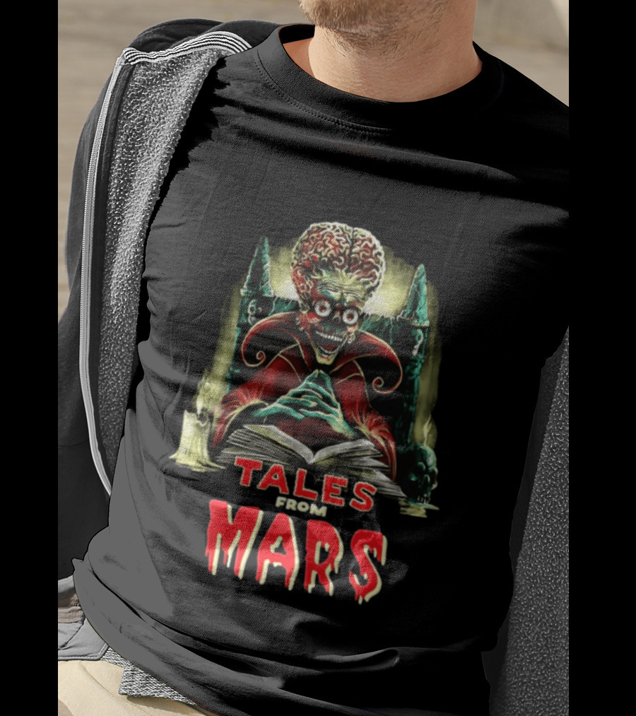 Mars Attacks Tales From Mars Alien Reading Book T-Shirt