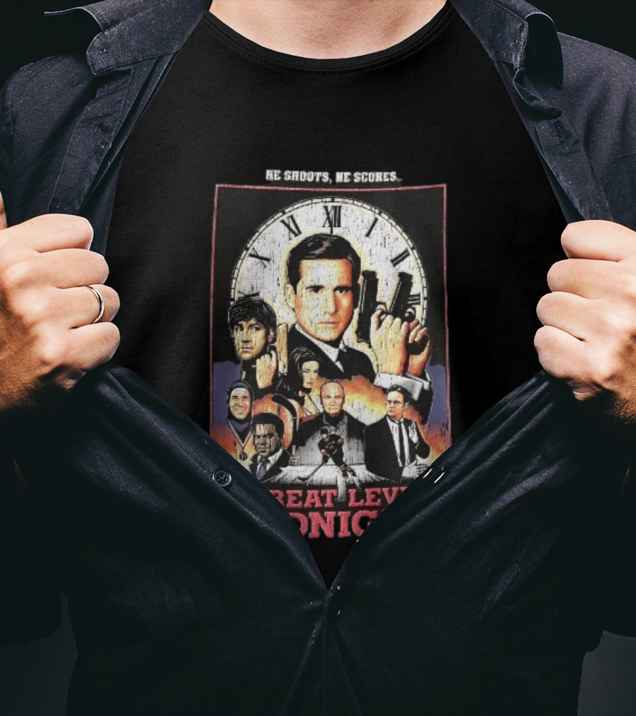He Shoots He Scores Threat Level Midnight Movie Characters Collage Distressed T-Shirt
