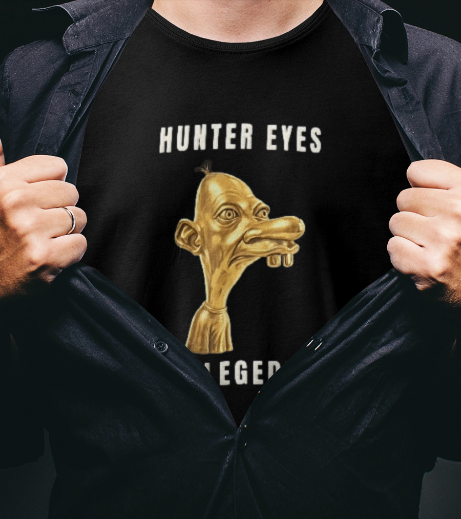 Hunter Eyes Allegedly 3D Golden Manny Caricature Head T-Shirt