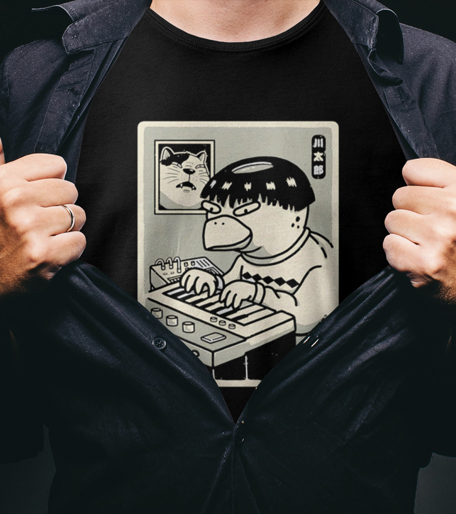 Yokai Synths Kappa Playing Keyboard Japanese Monster T-Shirt